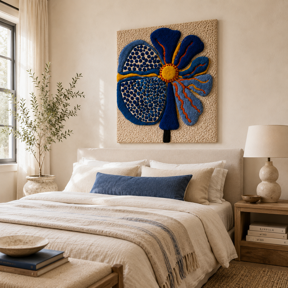 Hewn Earth Ember Xanadu wall art featuring vibrant, abstract design on a textured surface, ideal for modern interior decor.