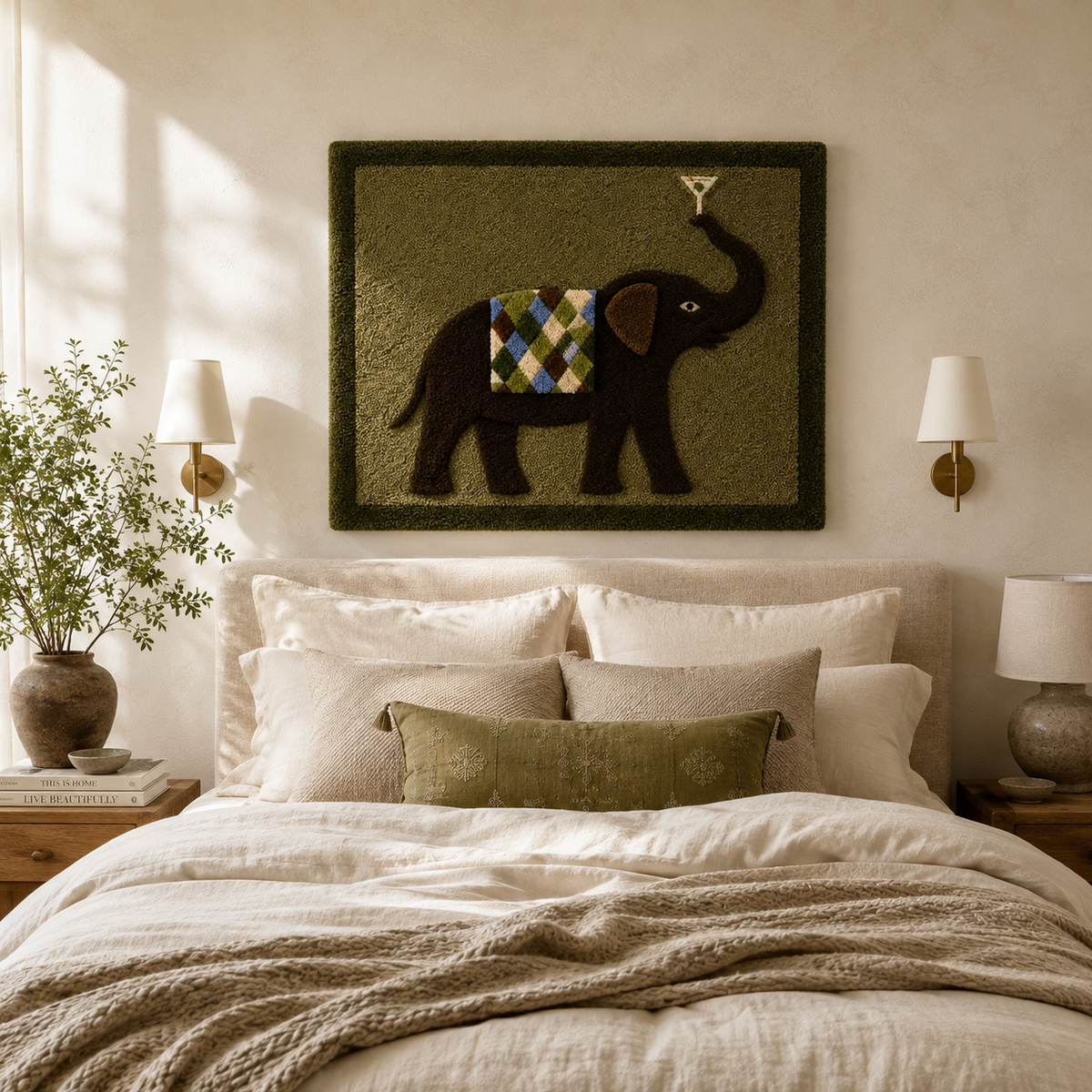Luminous Bloom wall art by Hewn Earth featuring a vibrant, illuminated floral design on a neutral background.