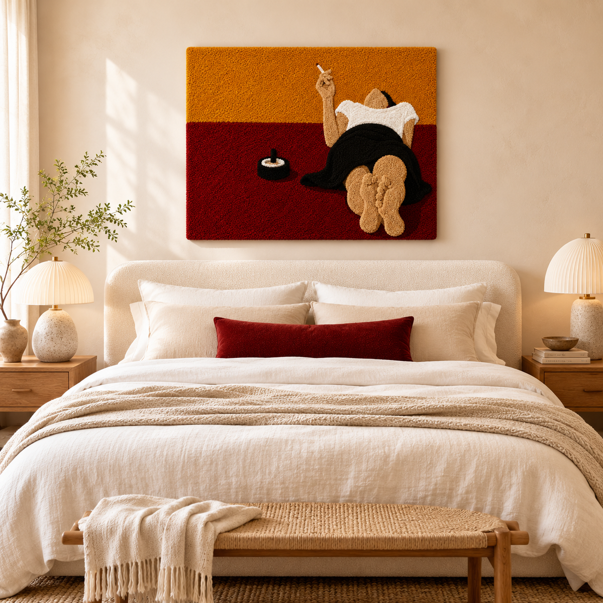 Hewn Earth Cinder Orchard wall art featuring earthy tones and abstract landscape design, suitable for modern home decor.