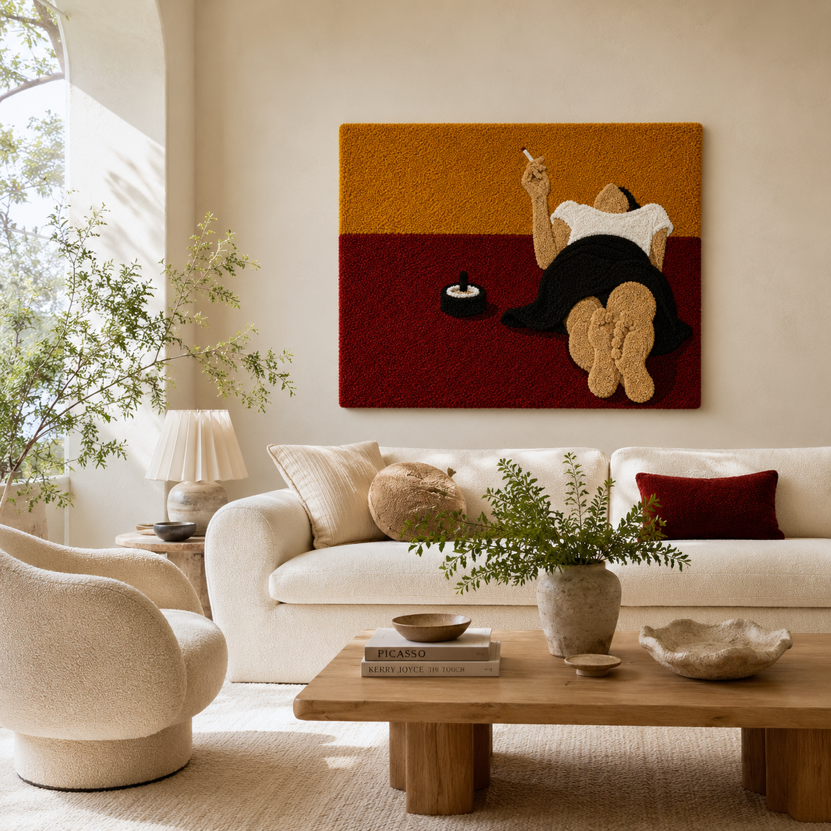 Hewn Earth Cinder Orchard wall art featuring abstract earthy tones and textured design, suitable for modern home decor.
