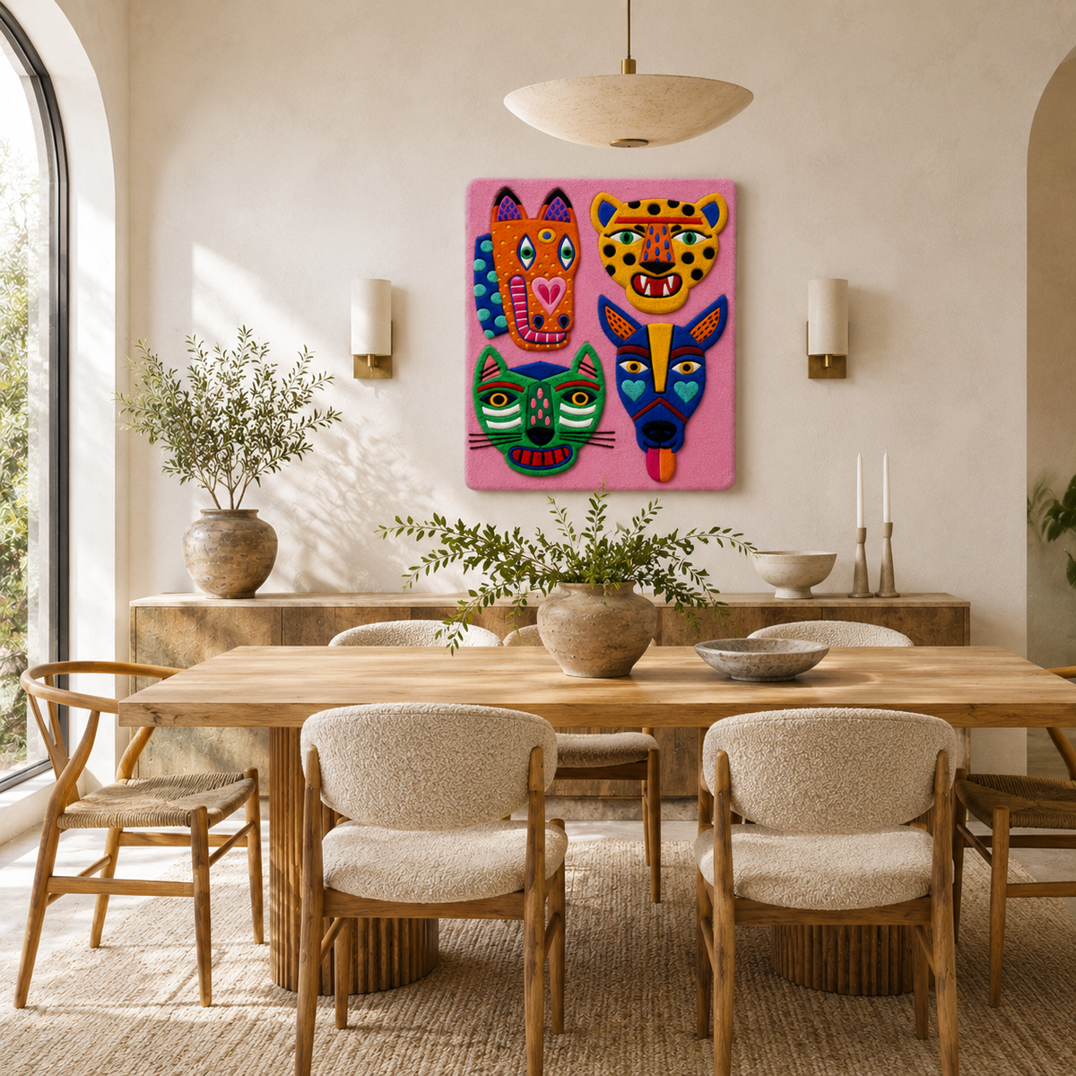 Hewn Earth Ember Vista wall art featuring abstract light-toned design on a textured canvas.