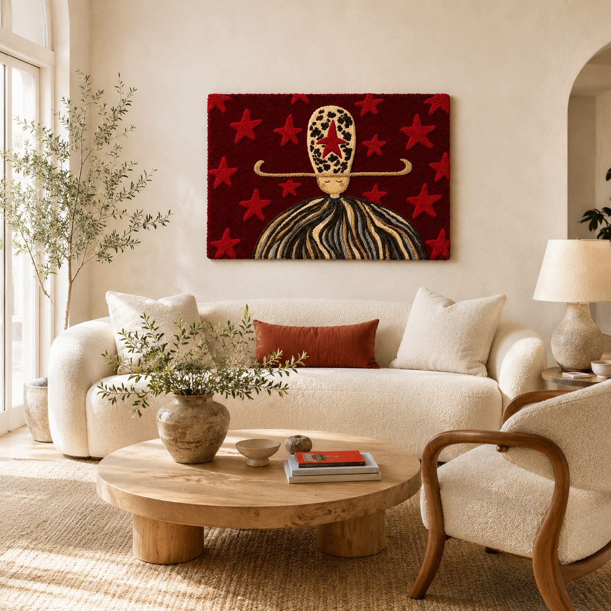 Close-up of Hewn Earth Cinder Aster wall art featuring textured, abstract design in earthy tones on a neutral background.