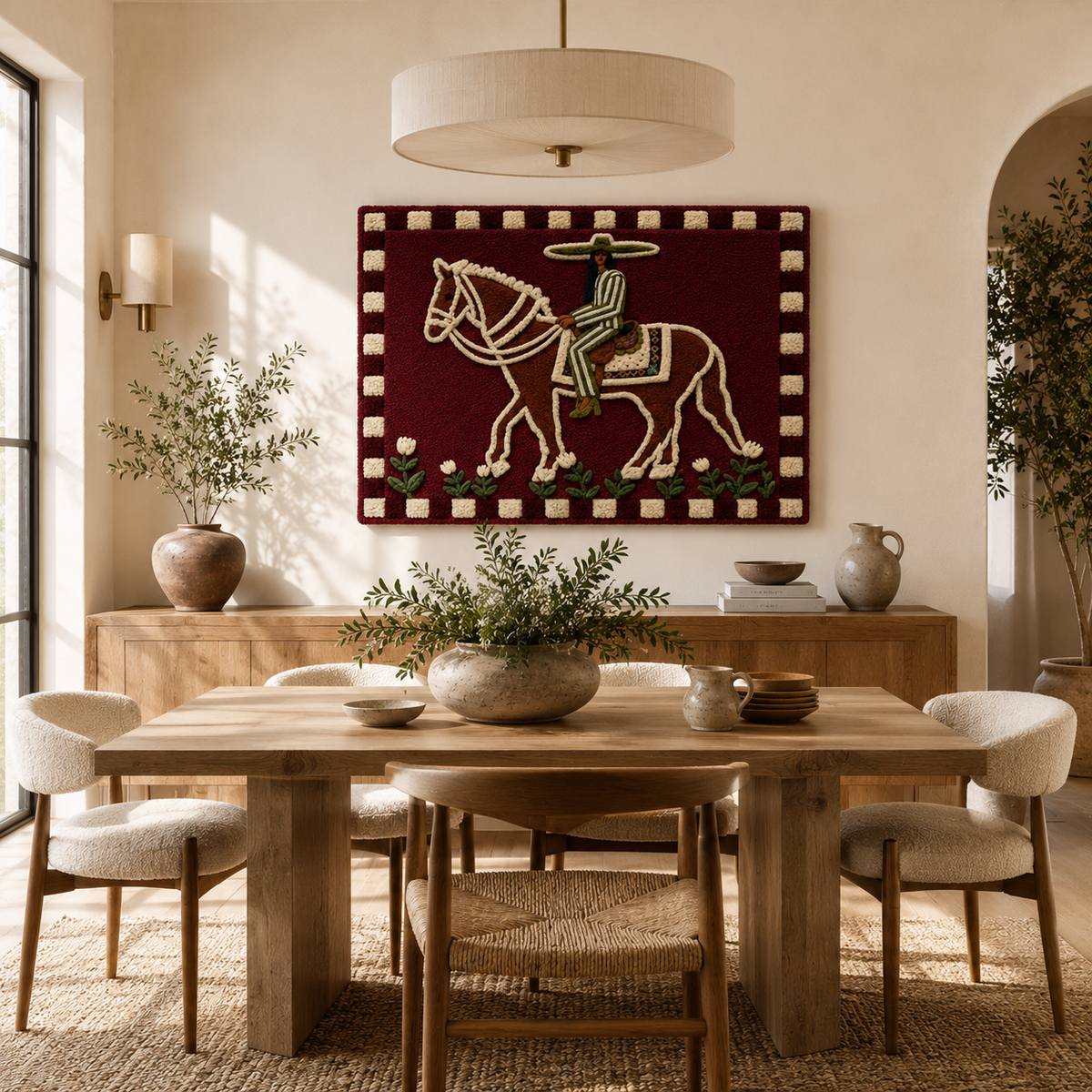 Close-up of Hewn Earth Luminous Jardin wall art showcasing intricate textured details and luminous finish.