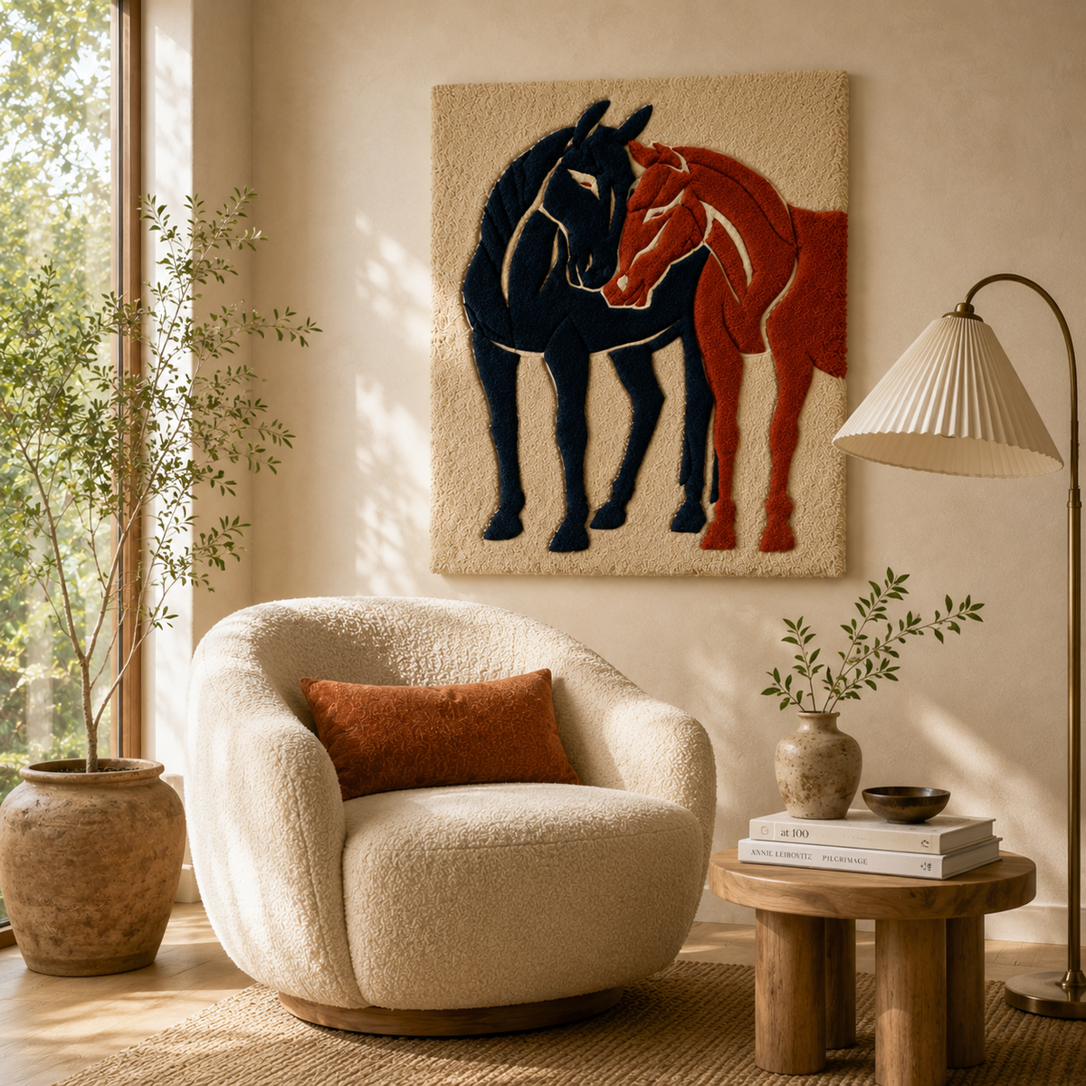 Hewn Earth Afterglow Quietude wall art featuring abstract, colorful design displayed on a modern room wall.