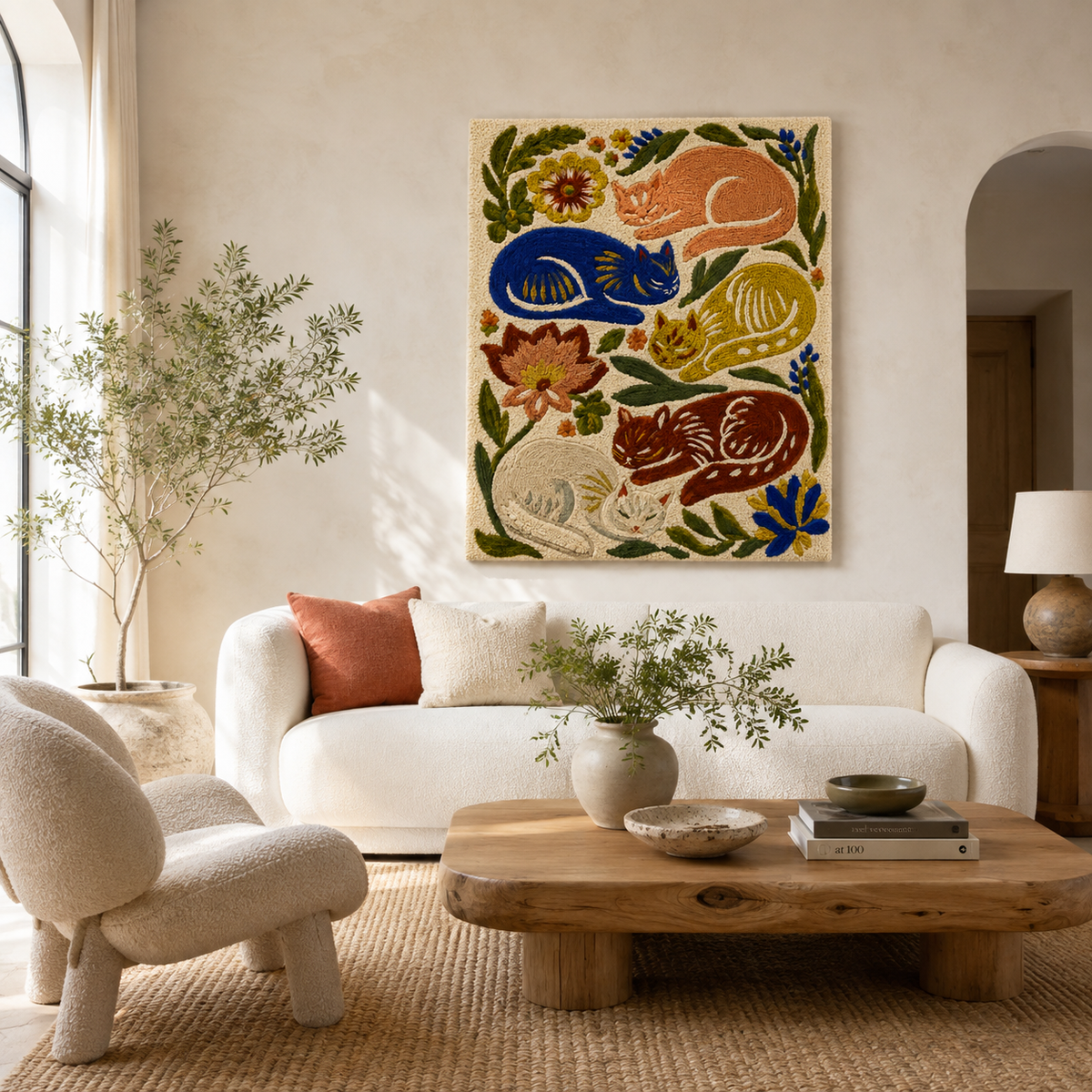 Hewn Earth Ember Garden wall art featuring vibrant, nature-inspired design on a decorative wall hanging.