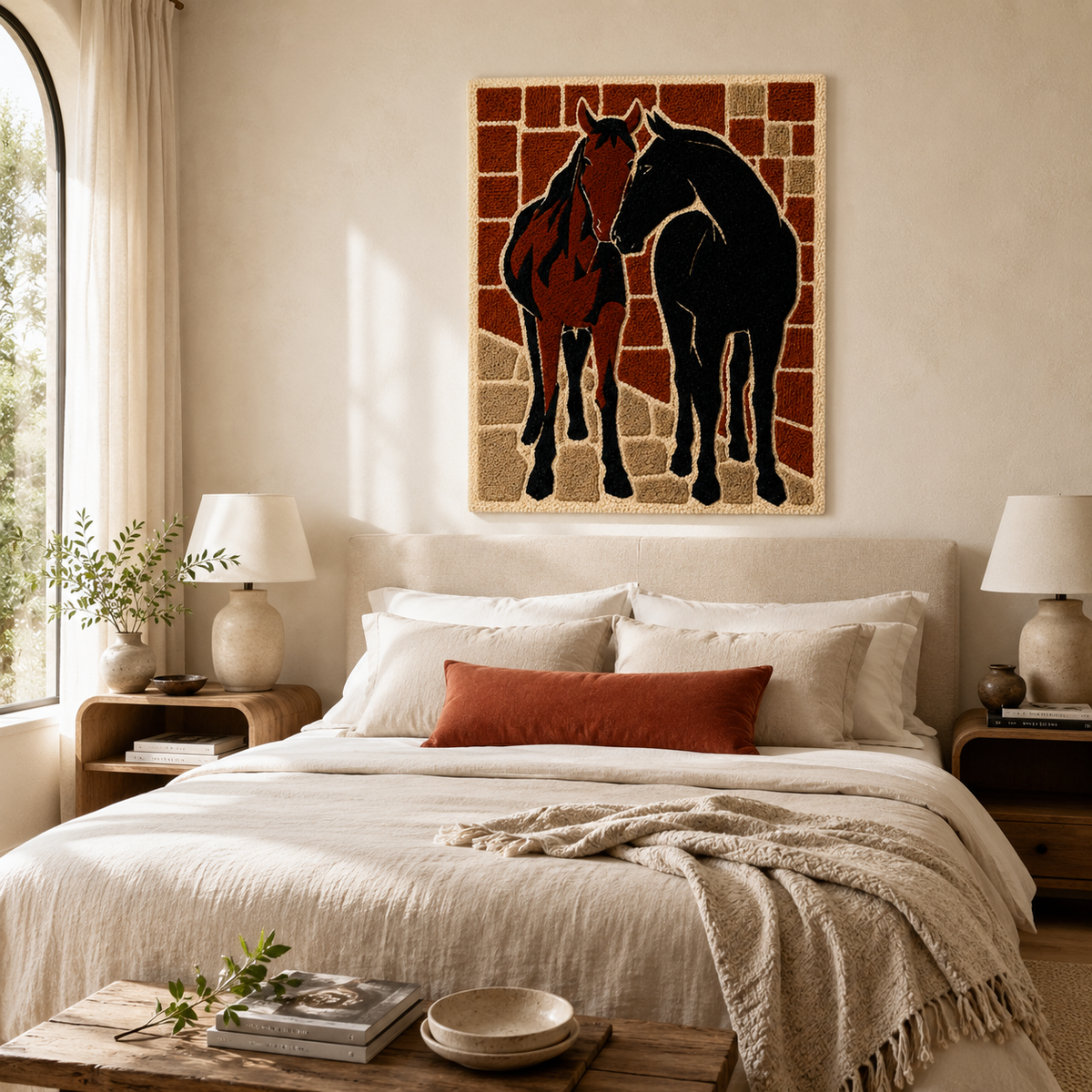Hewn Earth Afterglow Cove wall art featuring a serene coastal scene with vibrant sunset colors in a modern frame.