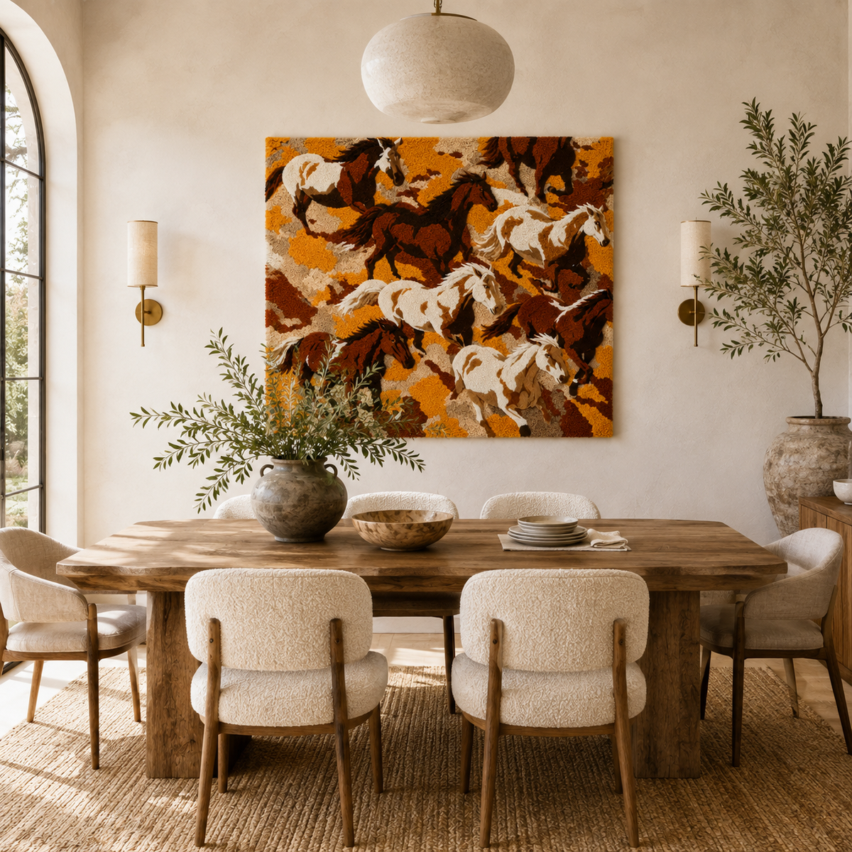 Hewn Earth Cinder Jubilee wall art featuring abstract earthy-toned design on a canvas.