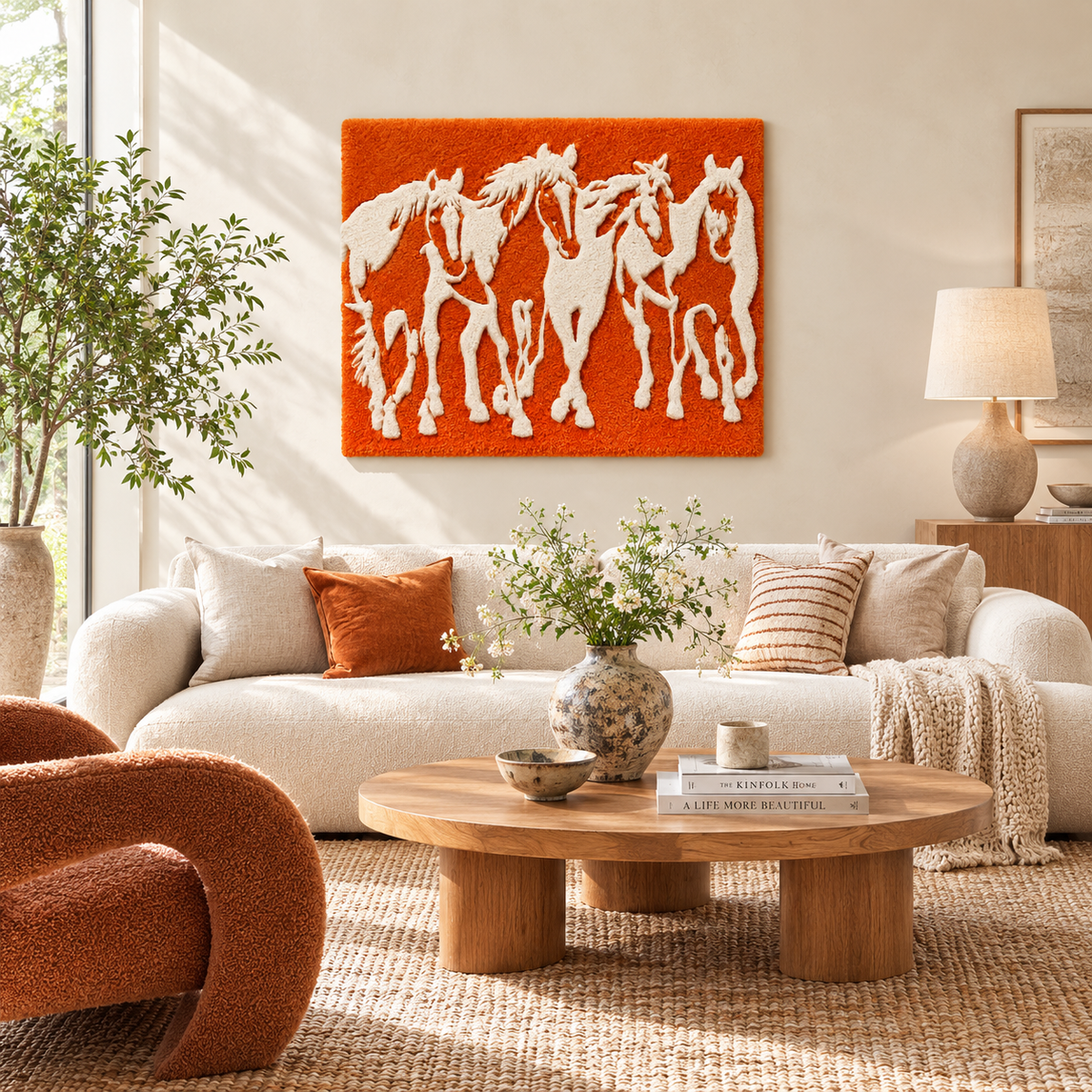 Hewn Earth Ember Embankment wall art featuring earthy tones and abstract landscape design, suitable for modern interior decor.