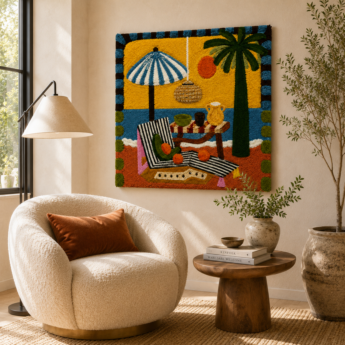 Luminous Solstice wall art by Hewn Earth featuring vibrant, abstract design with luminous colors on a textured surface.