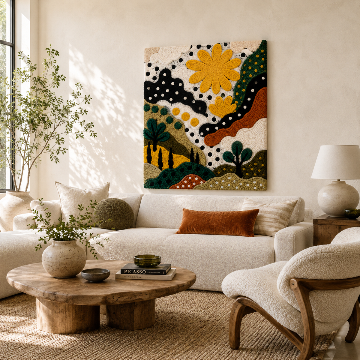 Luminous Estuary Hewn Earth wall art featuring a luminous, abstract design with soft pastel colors on a rectangular canvas.