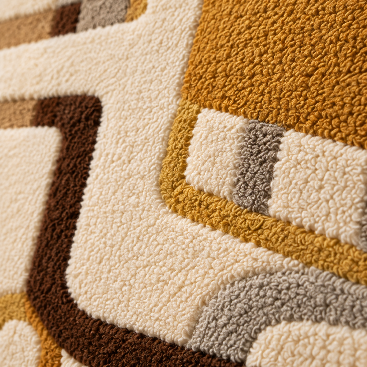 Honey Linework Assembly — tufted wool texture detail