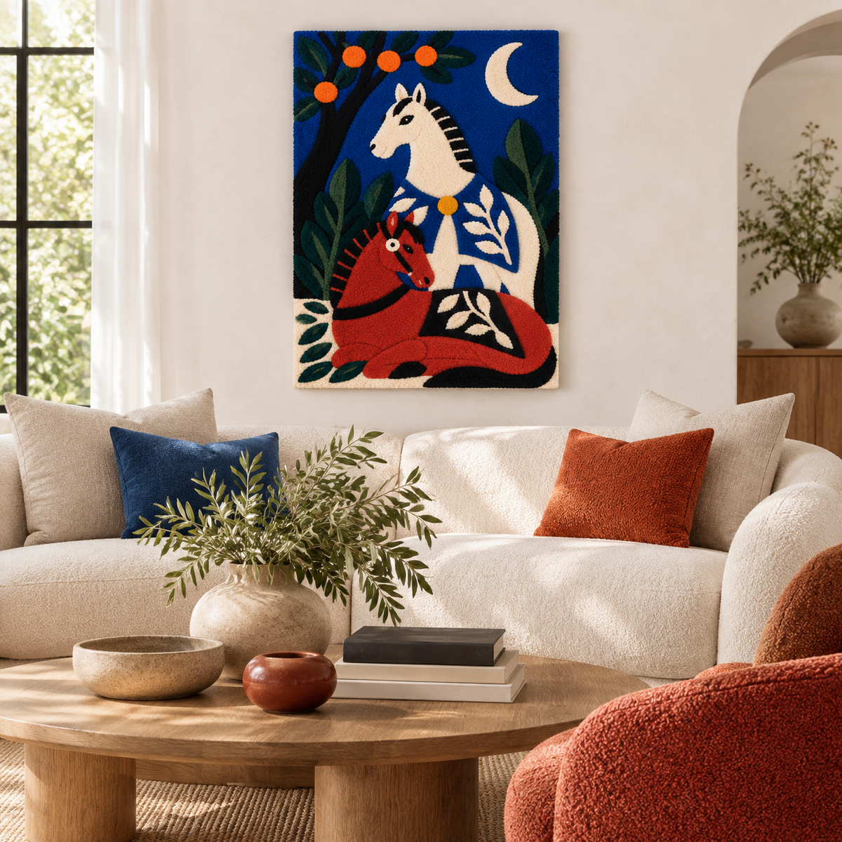 Horses Beneath the Orange Tree — front-facing room scene [room-front]