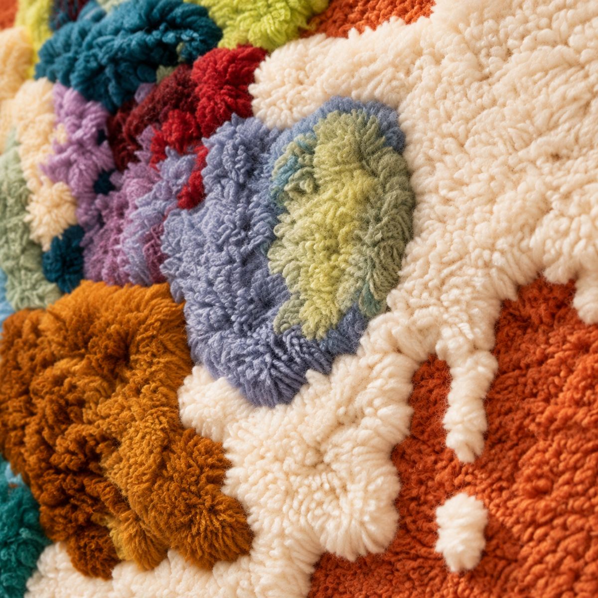 Hydrangea Ember Garden — tufted wool texture detail