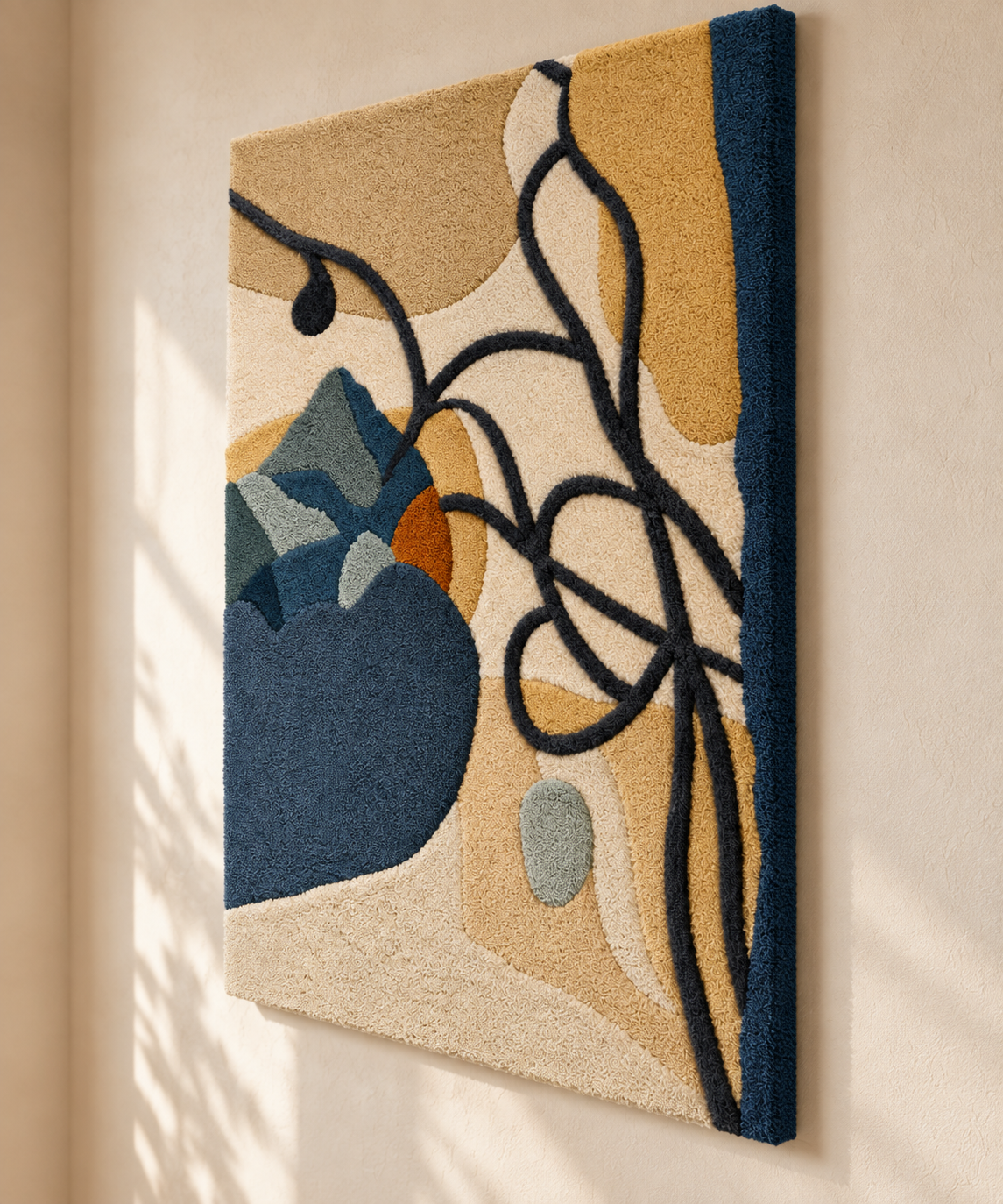 Indigo Botanical Sketch — angled relief view