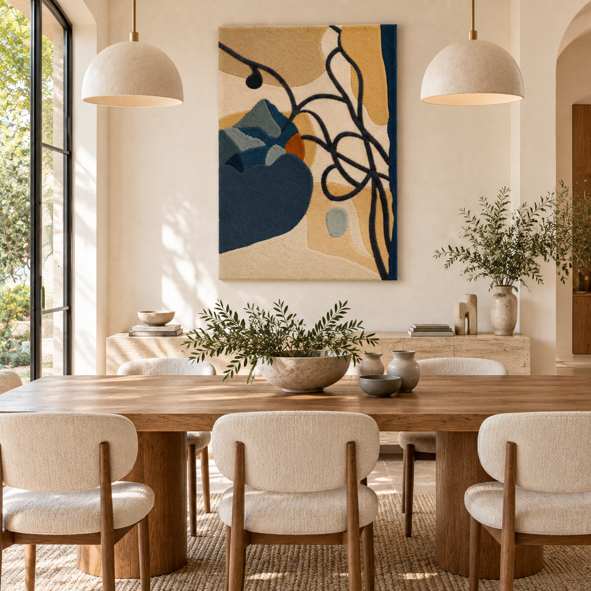 Indigo Botanical Sketch — room setting 1