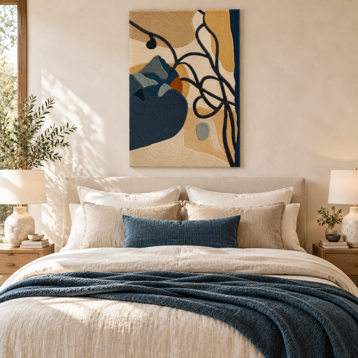 Indigo Botanical Sketch — room setting 3