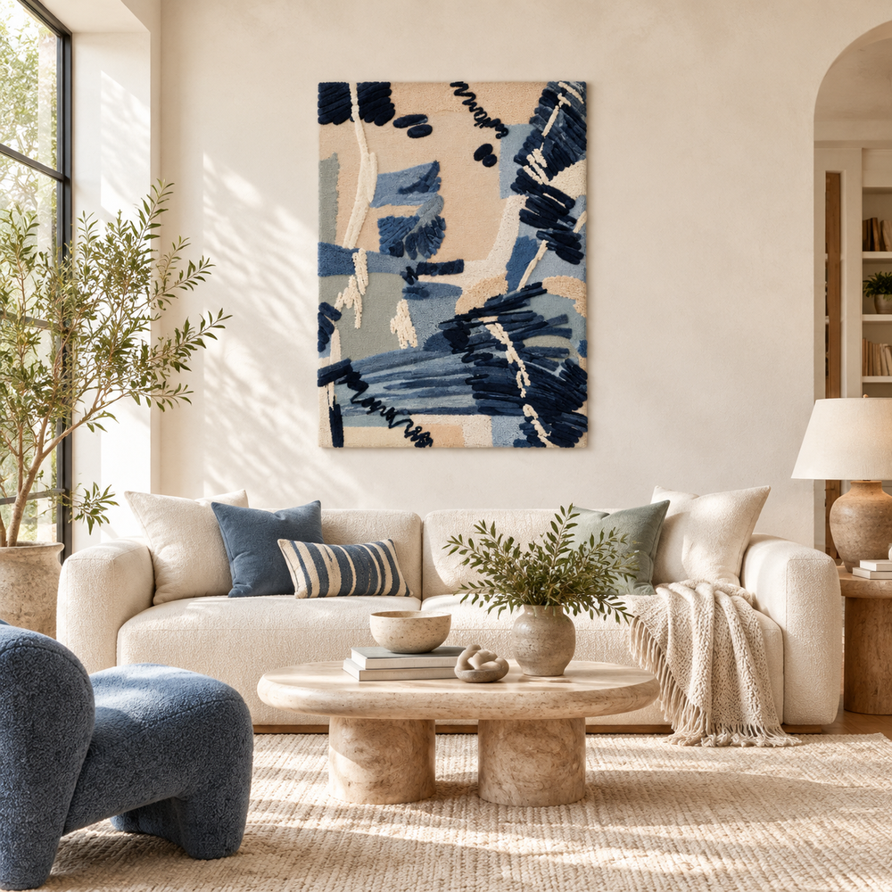 Indigo Brushwork Sonata — front-facing room scene