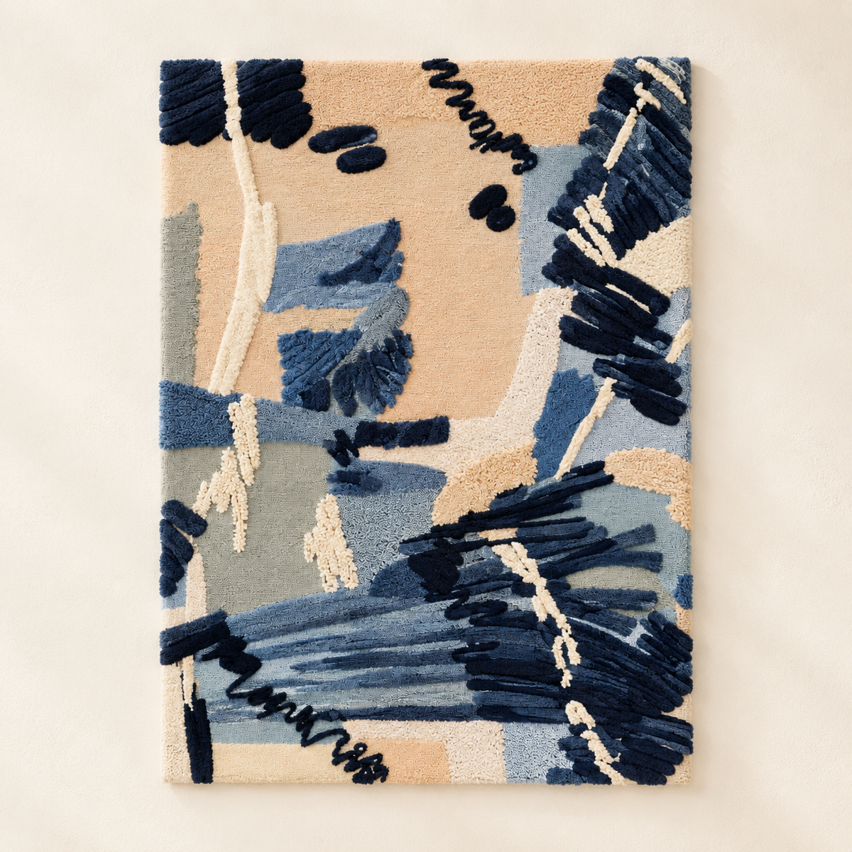 Hewn Earth Indigo Brushwork Sonata wall art featuring abstract blue brushstrokes on canvas, modern and artistic decor piece.