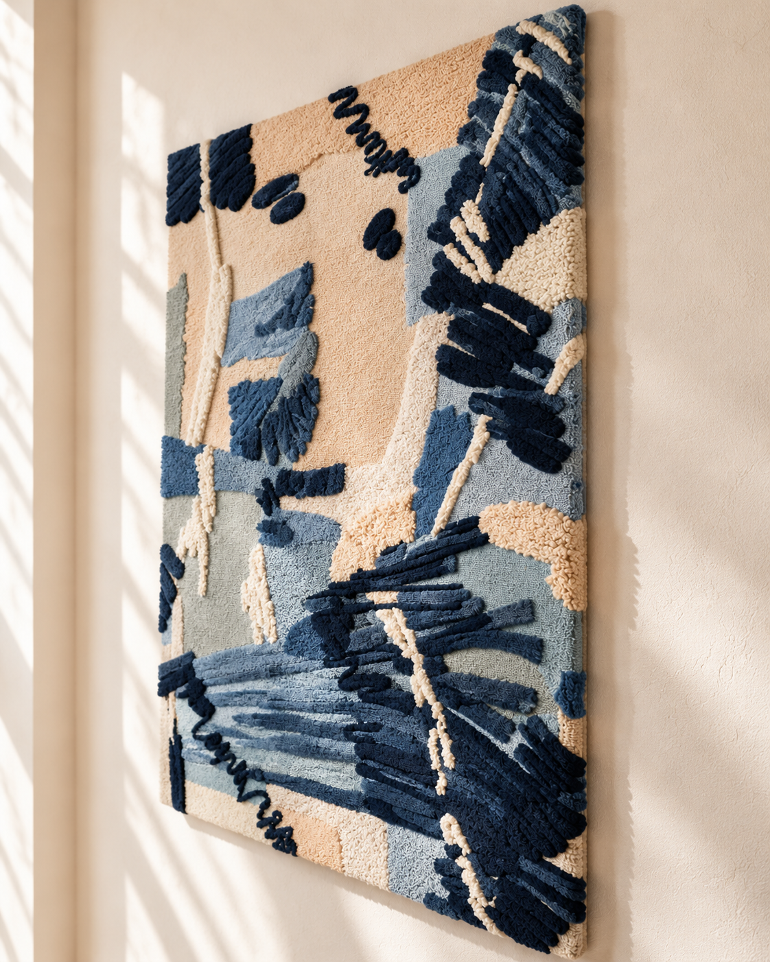 Indigo Brushwork Sonata — angled relief view