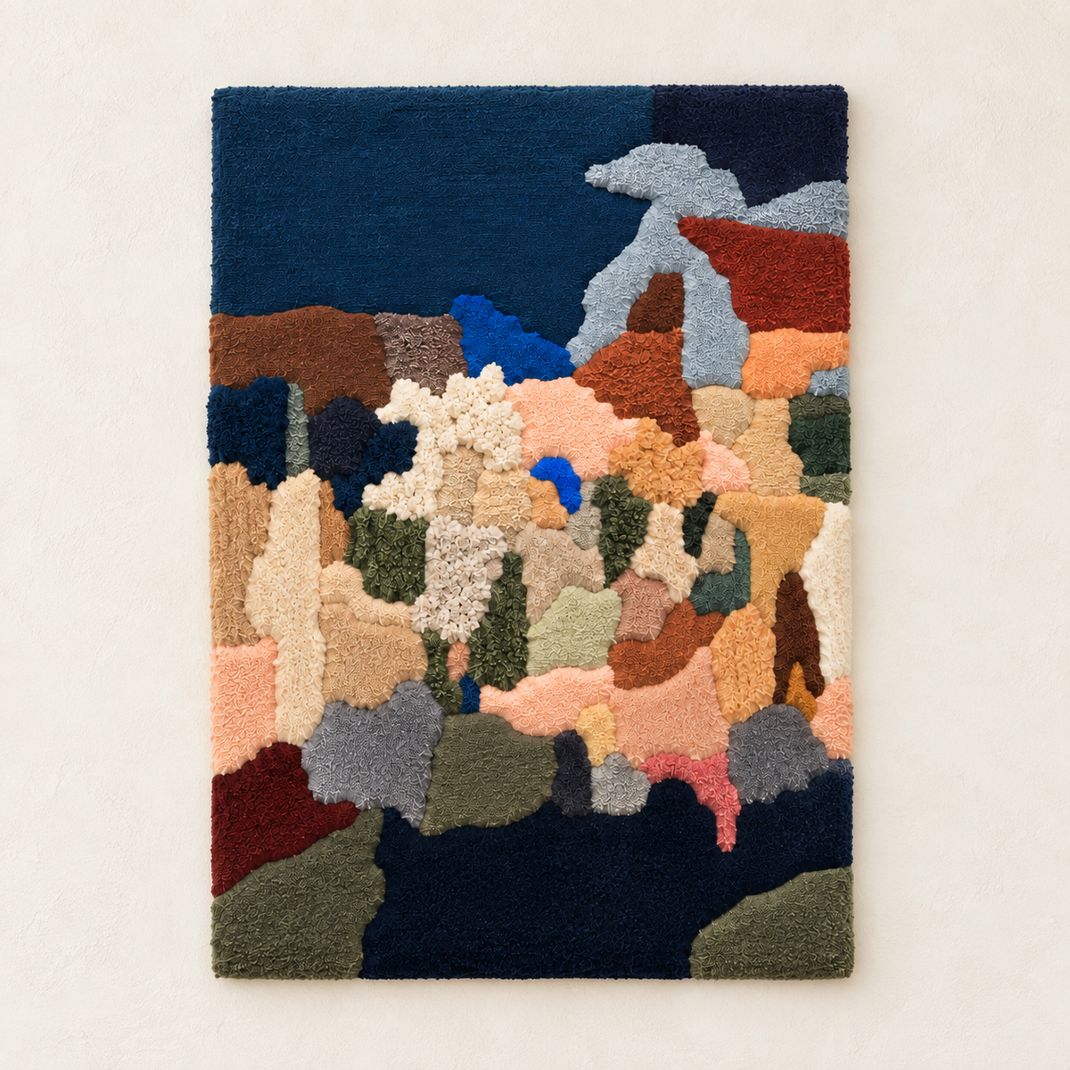 Indigo Mosaic Drift wall art by Hewn Earth featuring intricate mosaic design in shades of blue and indigo.