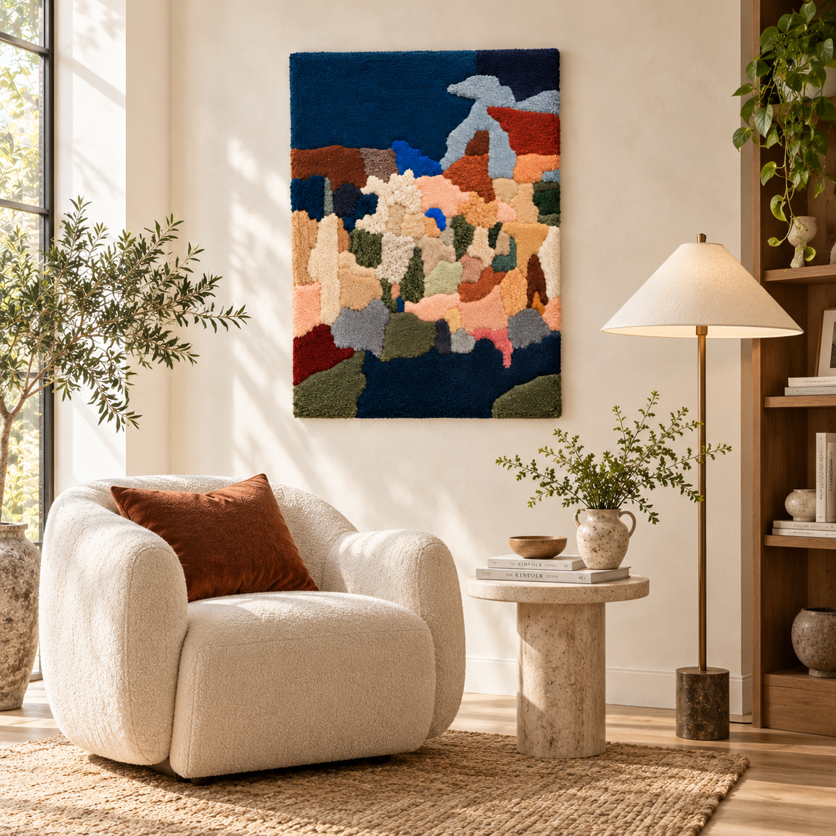 Indigo Mosaic Drift — room setting 3