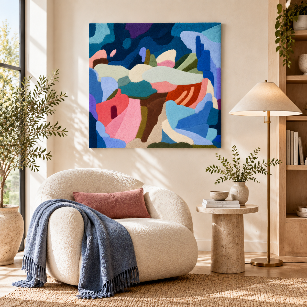 Indigo Pastel Collage — room setting 2