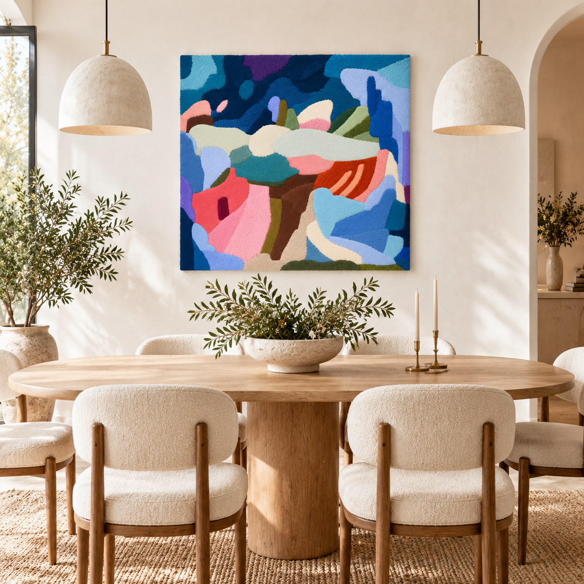 Indigo Pastel Collage — room setting 3