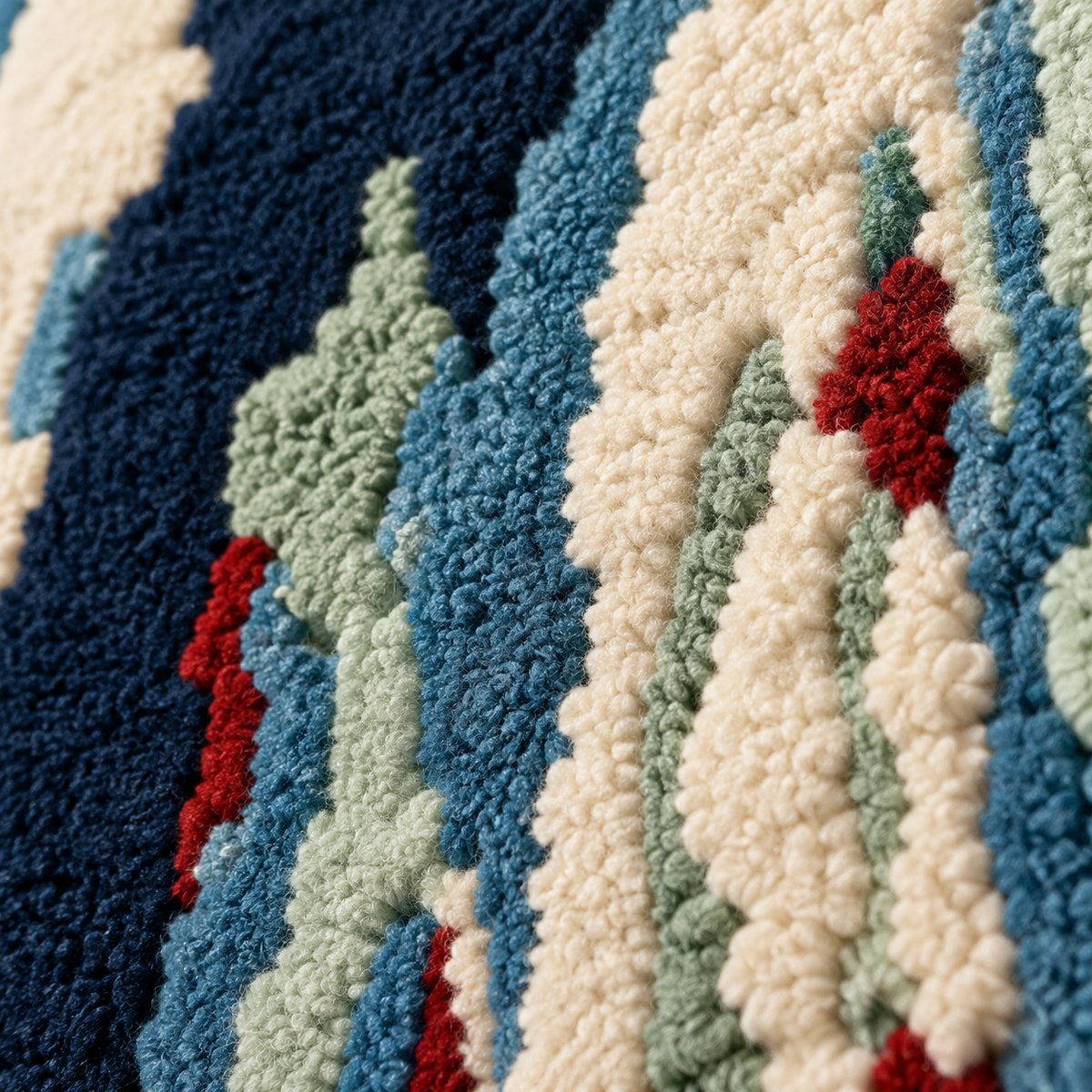 Indigo Rainfall Study — tufted wool texture detail