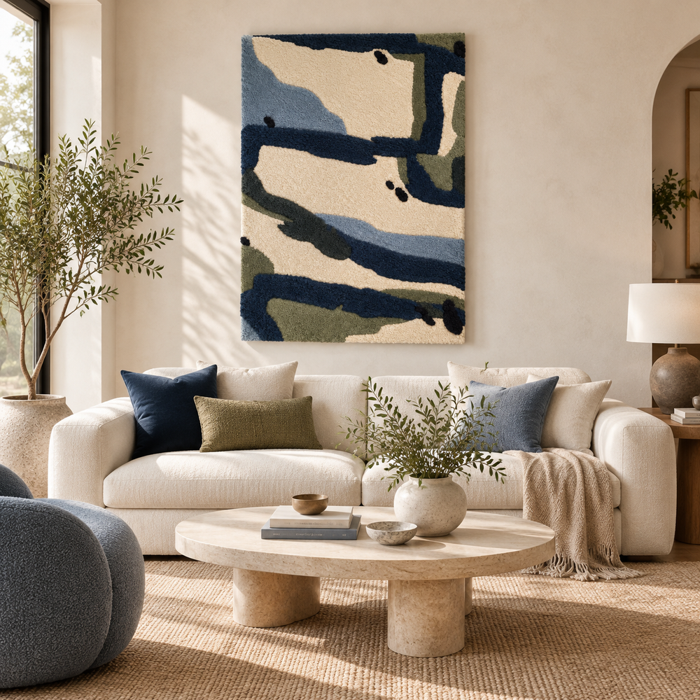 Indigo Tidal Marks — front-facing room scene