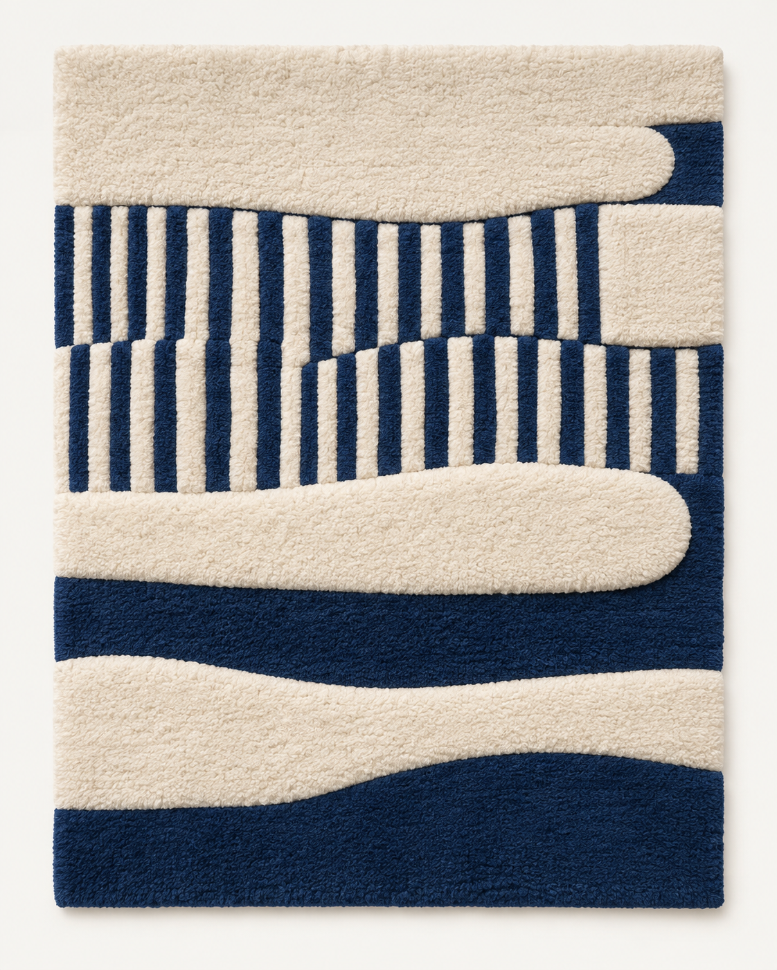 Hewn Earth wall art featuring indigo waves and ivory reeds, vibrant abstract design for modern home decor.