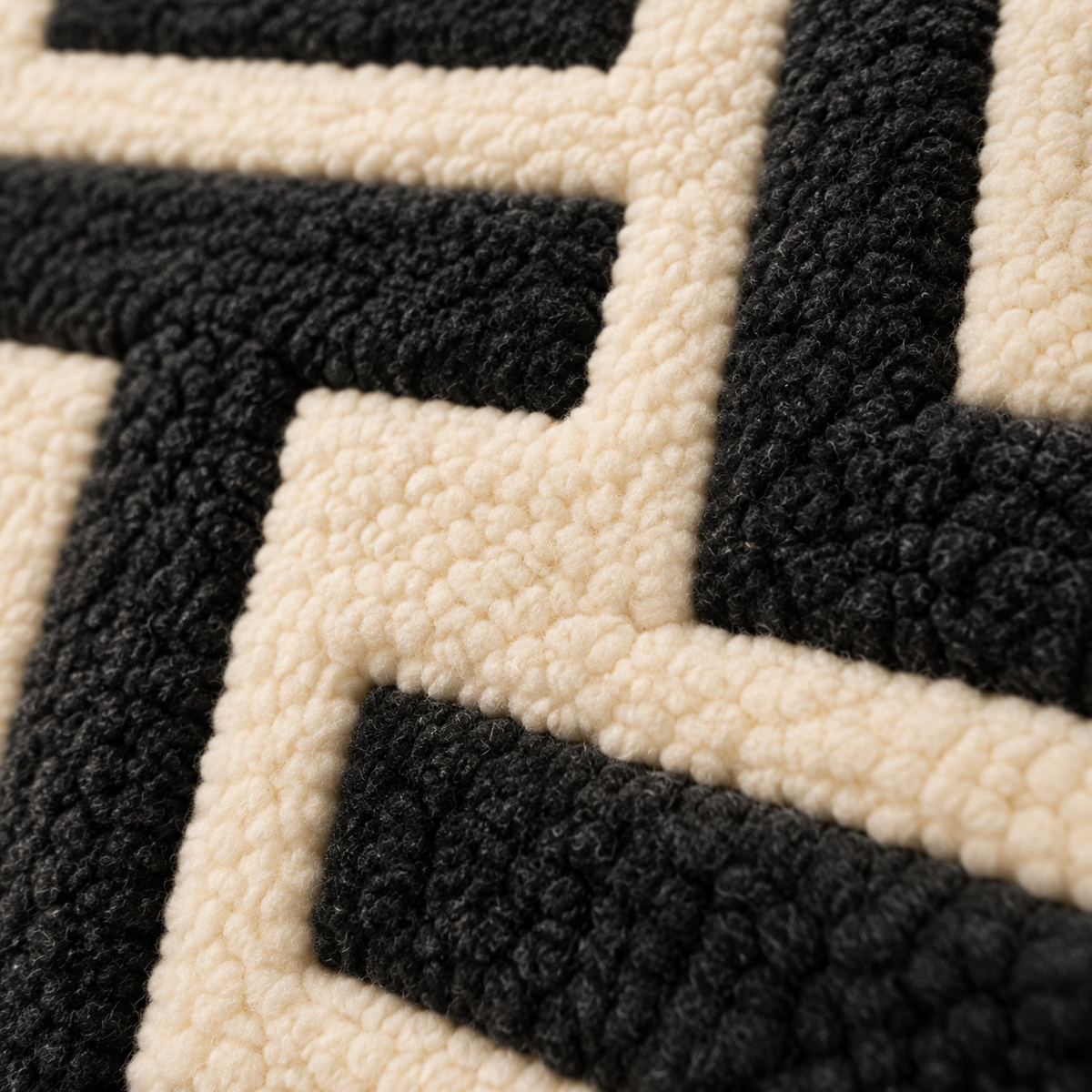 Ink Maze Interlock — tufted wool texture detail