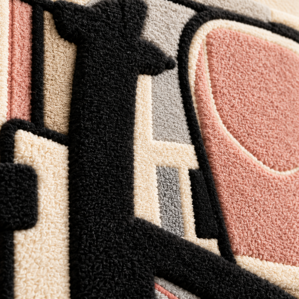 Inkwork and Rose — tufted wool texture detail