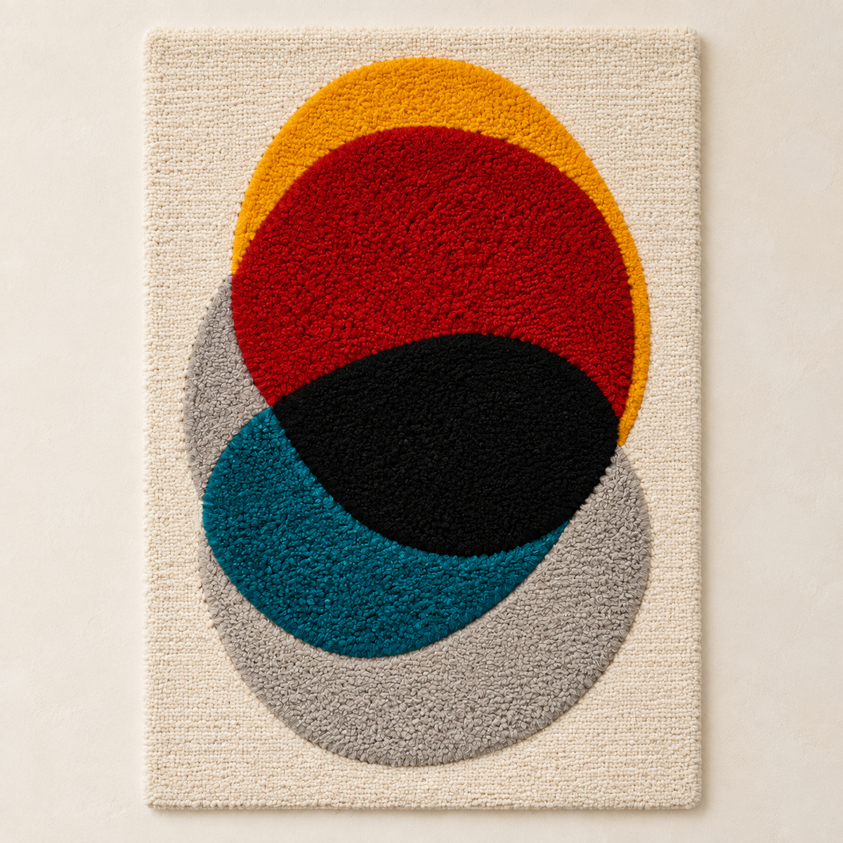Hewn Earth Intersecting Solar Orbits wall art featuring overlapping circular orbit designs on a neutral background.