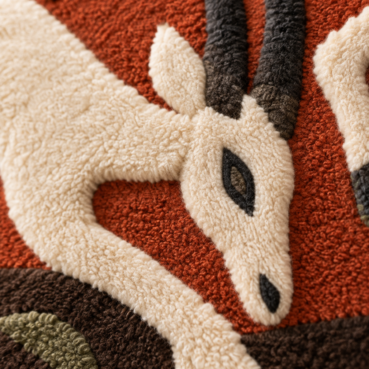 Ivory Antelope Dance — tufted wool texture detail
