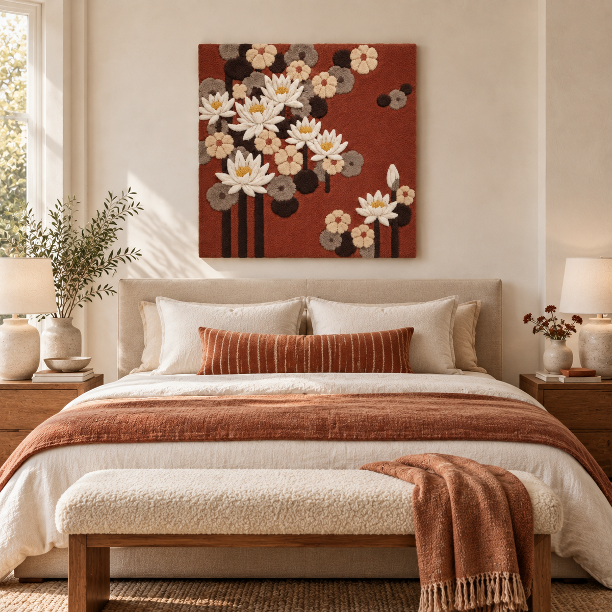 Ivory Blossom Tapestry — room setting 3