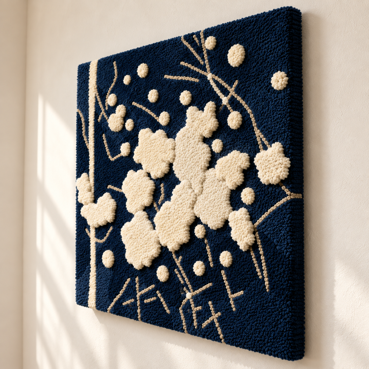 Ivory Blossoms at Night — angled relief view