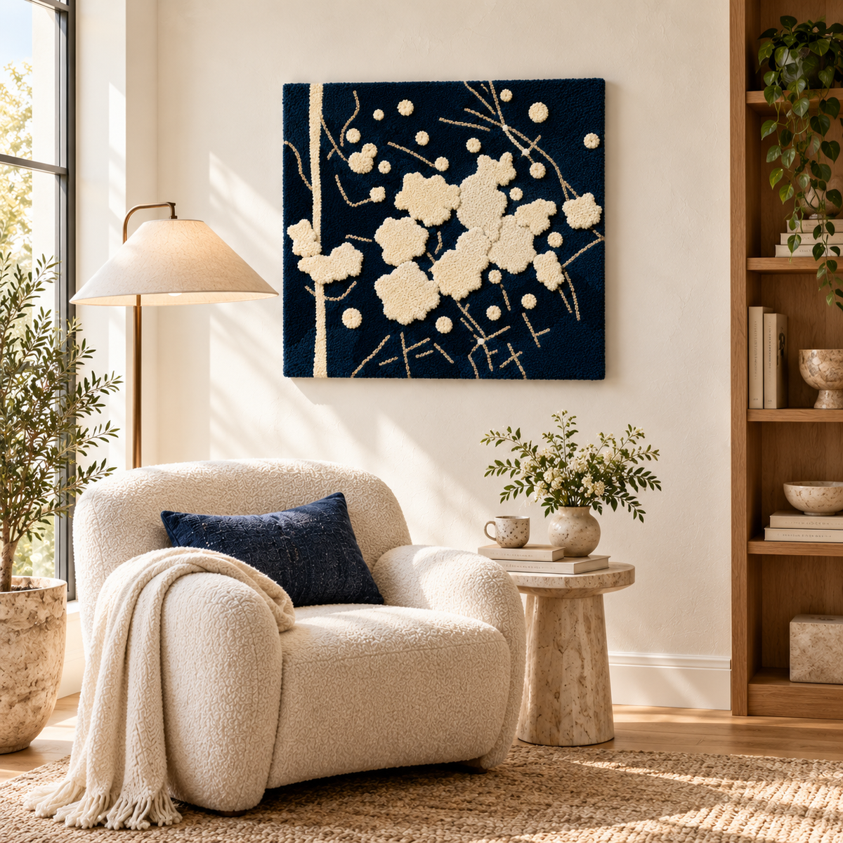 Ivory Blossoms at Night — room setting 1
