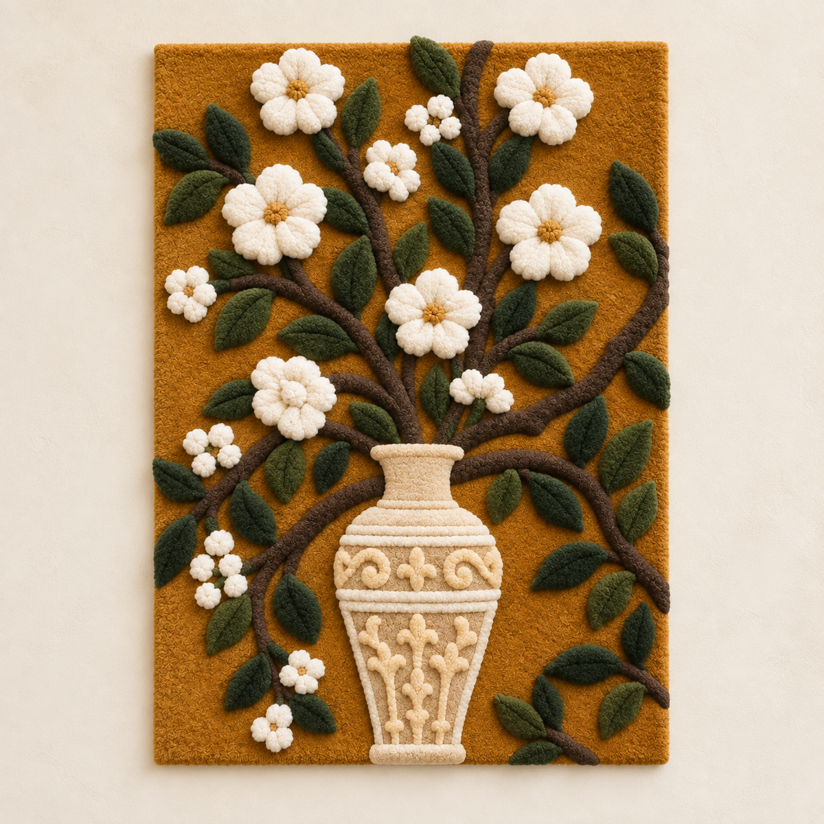 Ivory Blossoms in a Golden Vase — front product view [product-light]