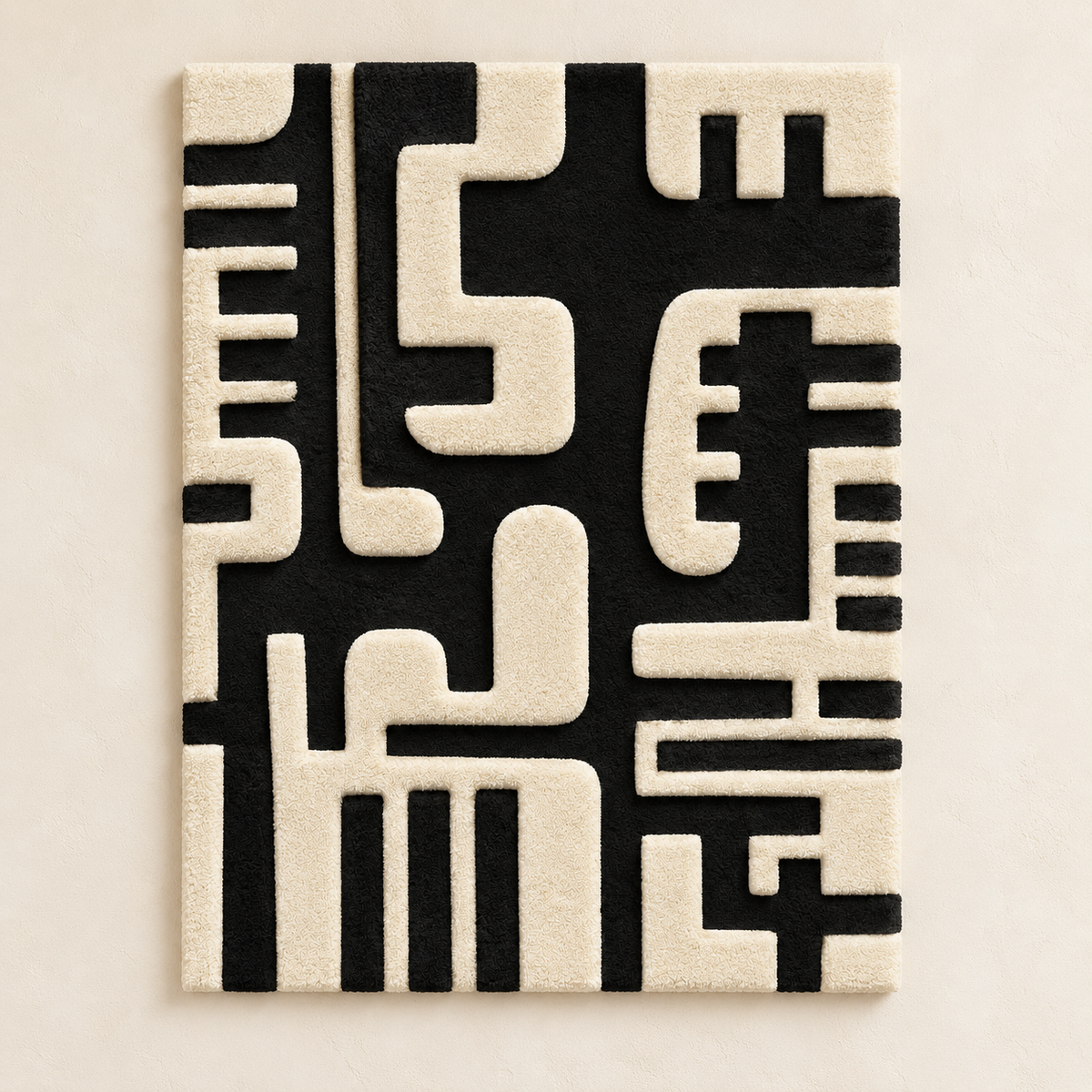 Ivory Circuit Labyrinth wall art by Hewn Earth featuring intricate circuit-inspired design on a light background.