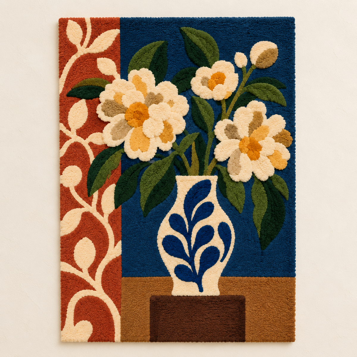 Ivory Daisies in Cobalt — front product view [product-light]
