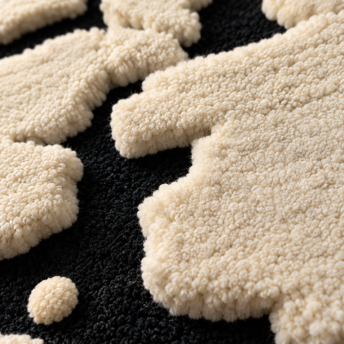 Ivory Fragments at Midnight — tufted wool texture detail