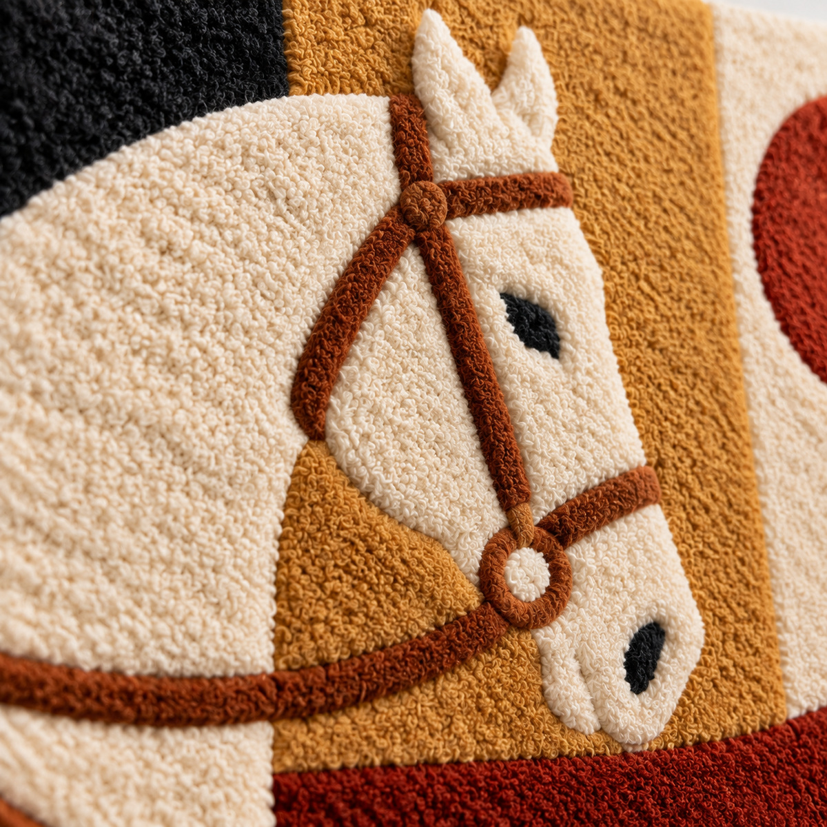Ivory Horse at Sundown — tufted wool texture detail