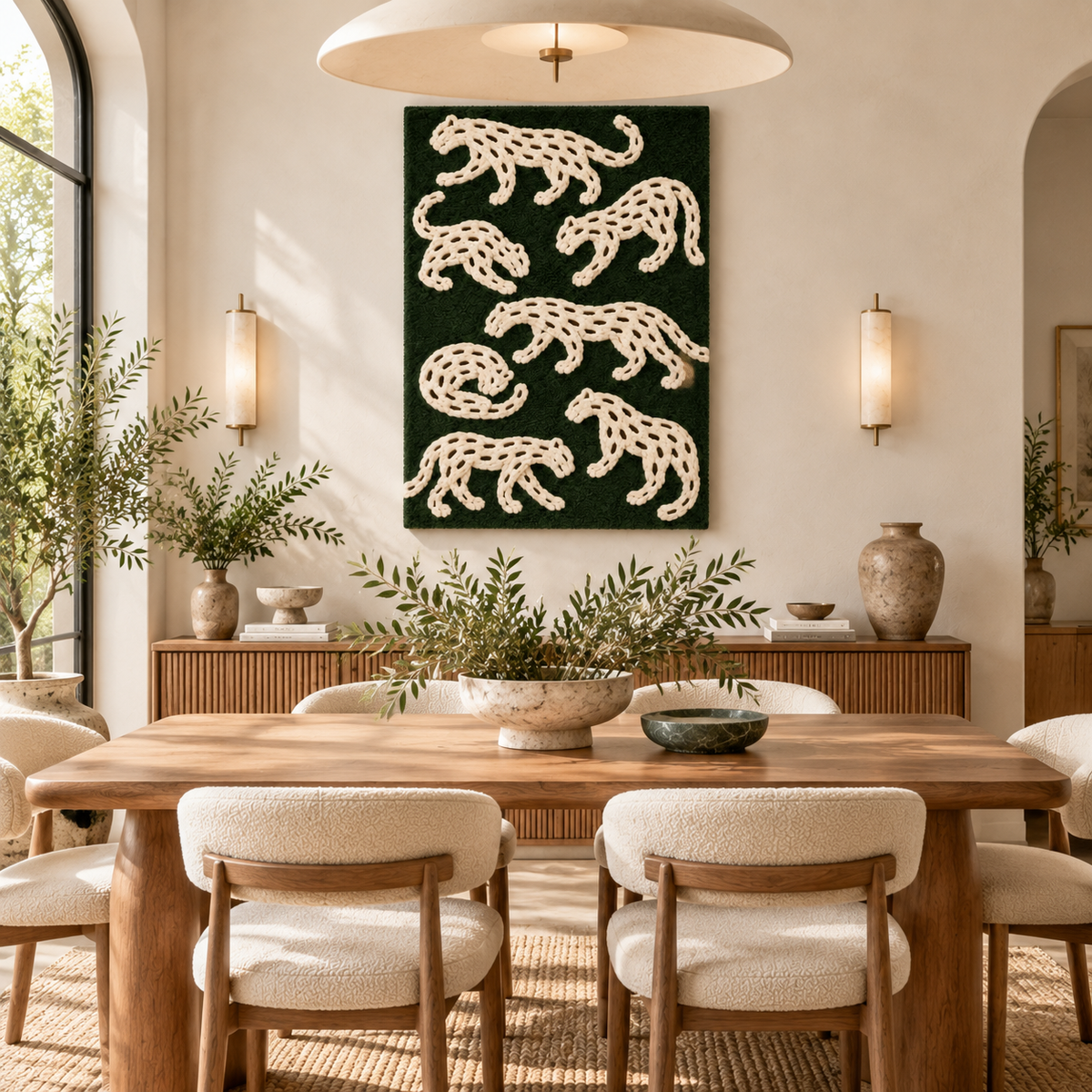 Ivory Leopards in the Grove — room setting