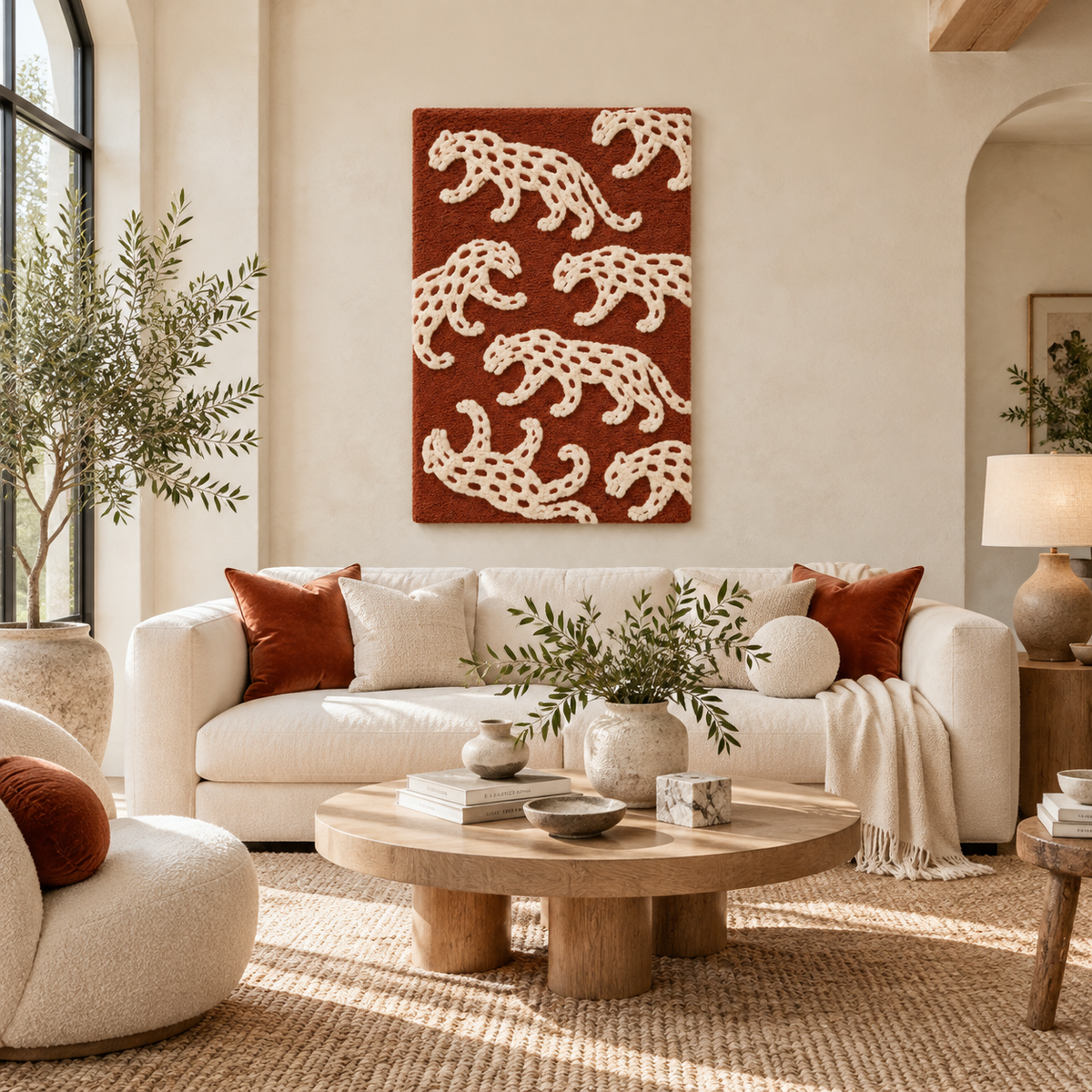 Ivory Leopards on Terracotta — front-facing room scene [room-front]