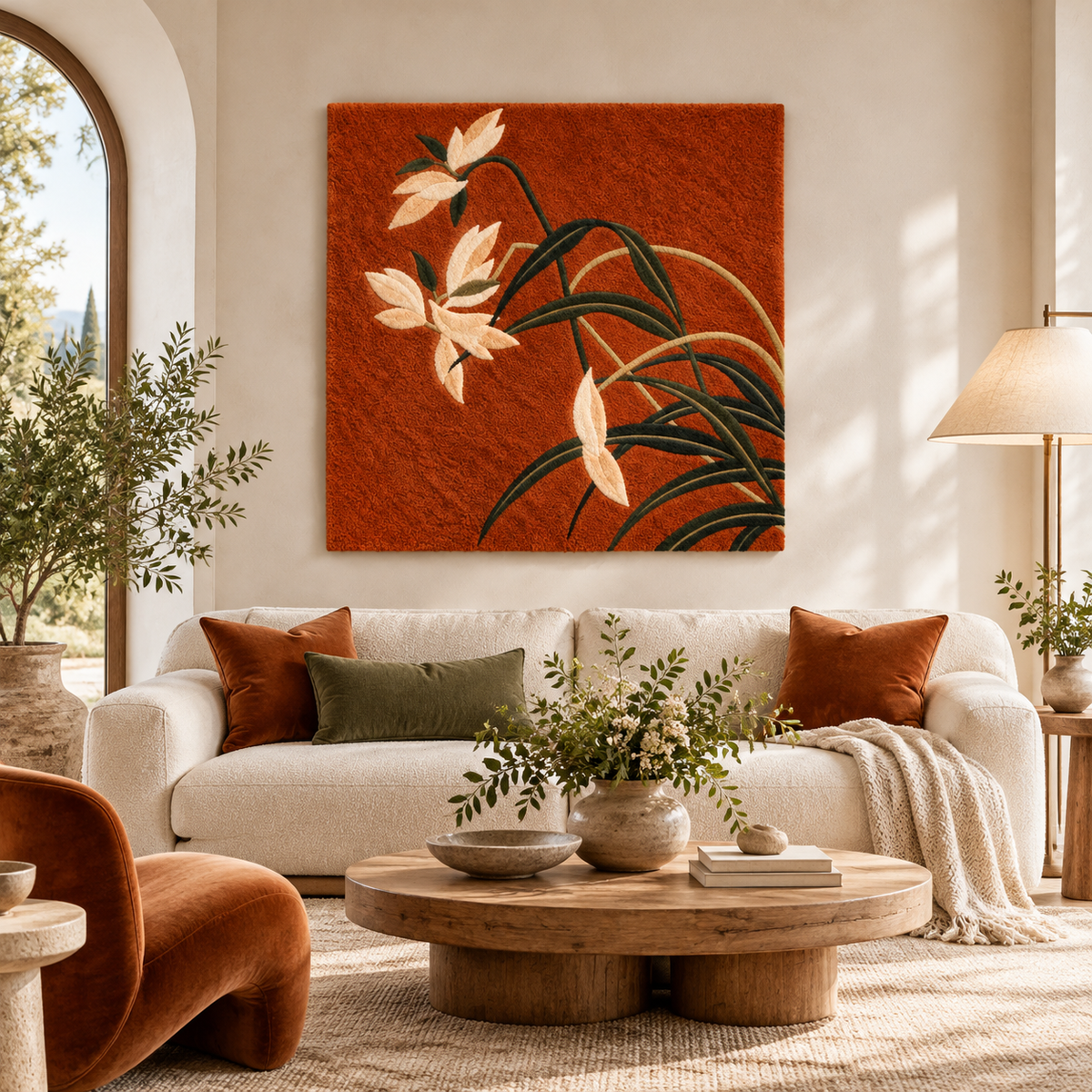 Ivory Lilies Rust by Hewn Earth Studio — room setting