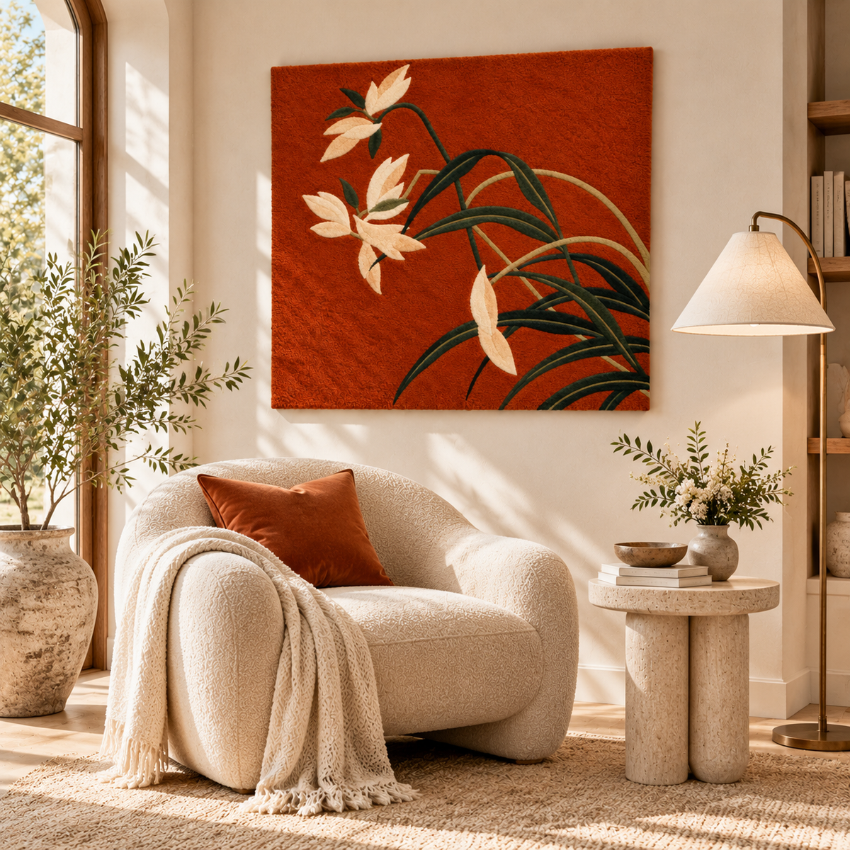 Ivory Lilies Rust by Hewn Earth Studio — room setting