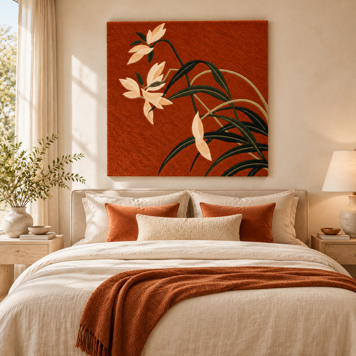 Ivory Lilies Rust by Hewn Earth Studio — room setting