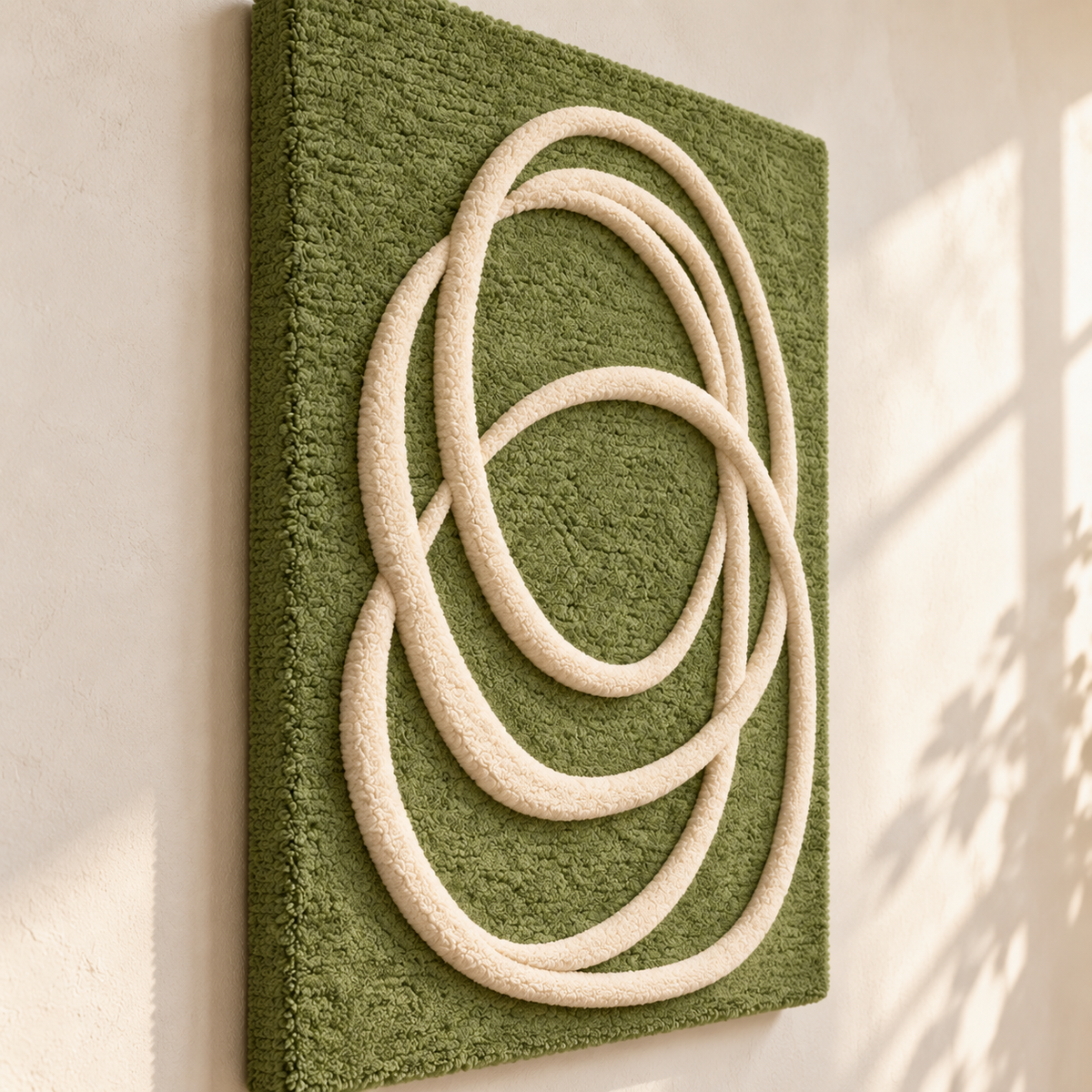 Ivory Loops on Moss — angled relief view