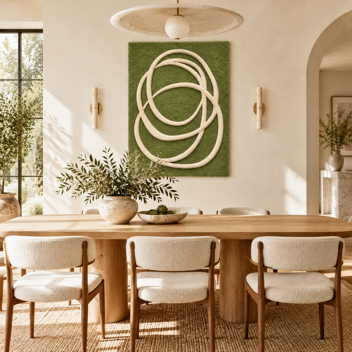 Ivory Loops on Moss — front-facing room scene [room-front]