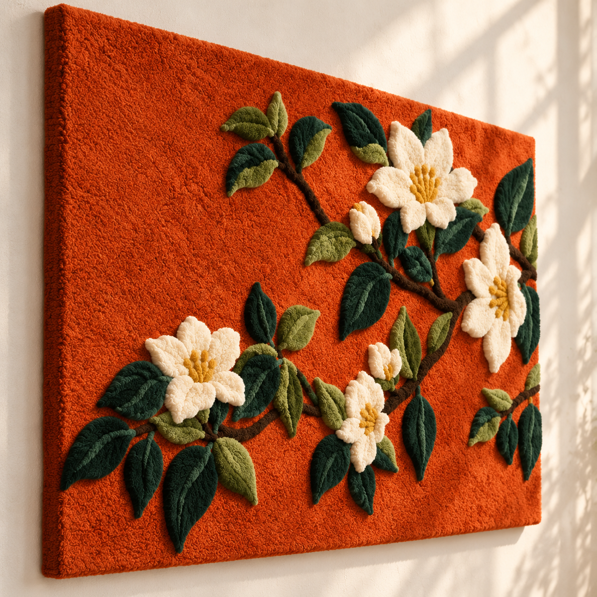Ivory Magnolia Bough by Hewn Earth Studio — angled relief view